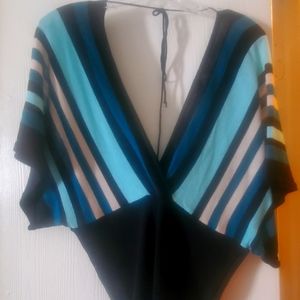 Multi-colored off shoulder sweater